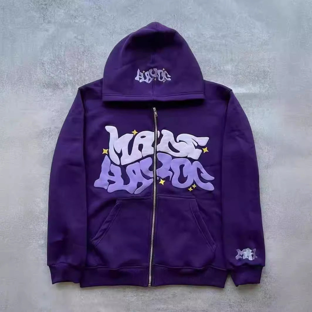 Damen Sportjacke Graffiti-Stil Kapuzenjacke Grau Eveloria
