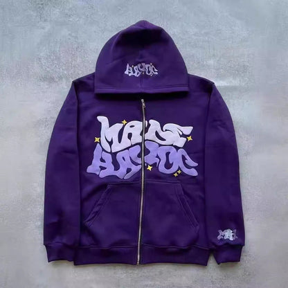 Damen Sportjacke Graffiti-Stil Kapuzenjacke Grau Eveloria