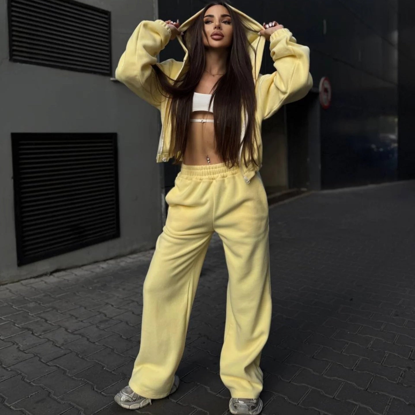 Damen Oversized Jumpsuit mit Kapuze Eveloria