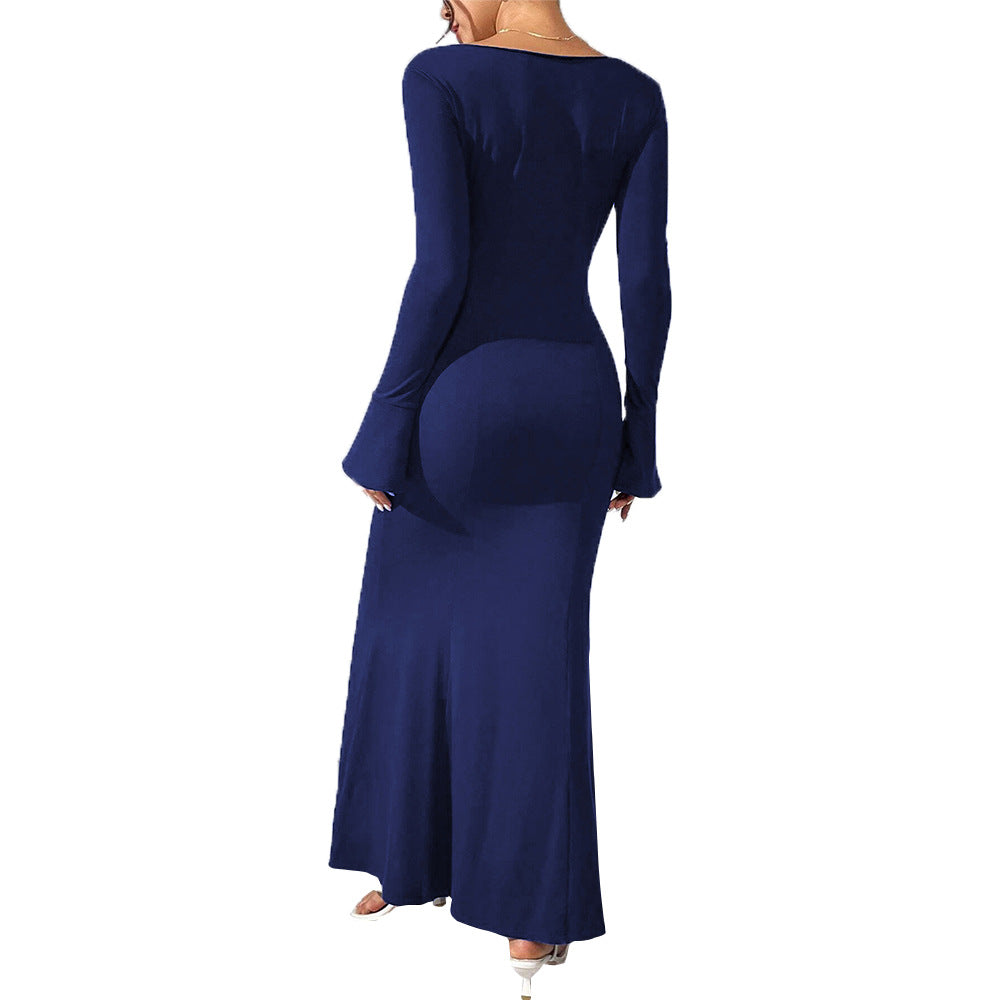 Damen Maxikleid V-Ausschnitt Fließend Eveloria