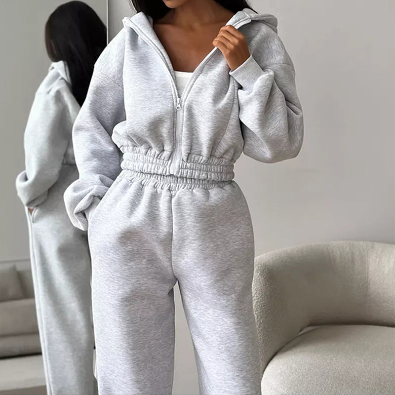Damen Fleece-Jumpsuit mit Kapuze Weit Schnitt Eveloria