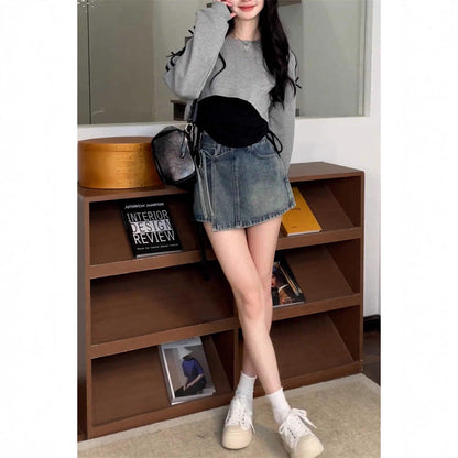 Damen Oversized Crop mit Bindebändern