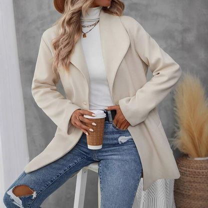 Damen Übergangsjacke mit Knopfverschluss und großem Revers