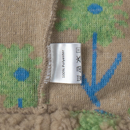 Damen Fleece-Pullover Floralmuster Hochkragen Beige