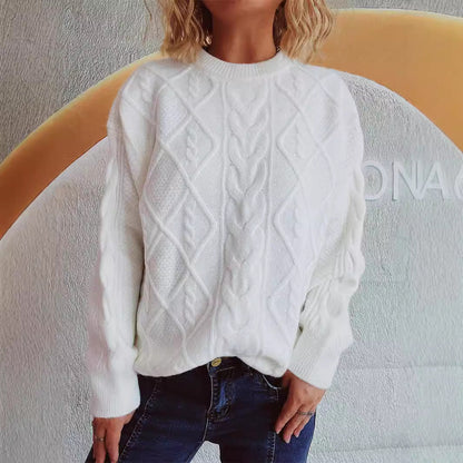 Damen Strickpullover Grobstruktur Zopf-Design Eveloria