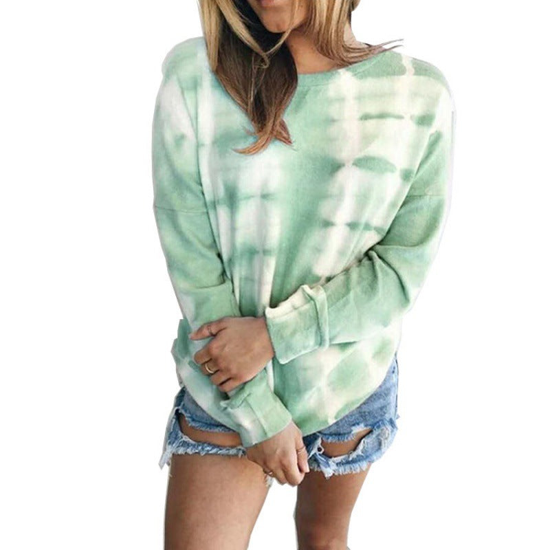 Damen Sweatshirt Batik-Design Lässig Grau Eveloria
