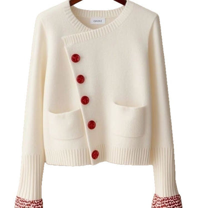 Damen Strickjacke Dekorative Knöpfe Eveloria