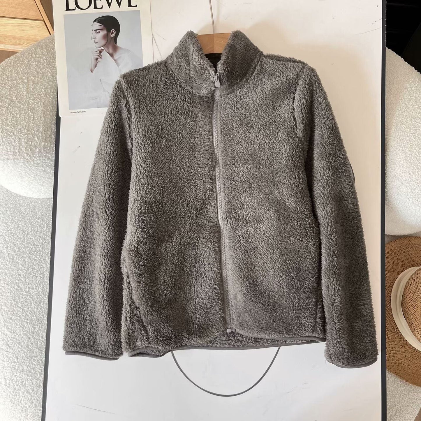 Damen Fleecejacke Flauschig Reißverschluss Hochkragen Eveloria