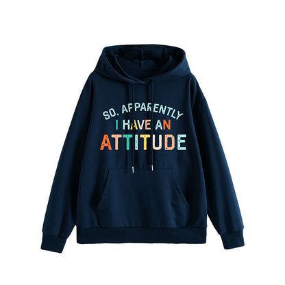 Damen Kapuzenpullover Lässig Mit Schriftzug Grau Eveloria