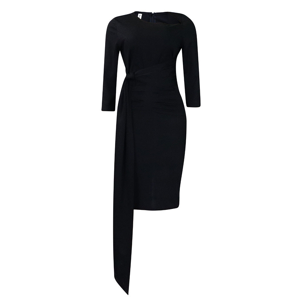 Damen Wickelkleid Elegante Taillierung Gürtel Eveloria
