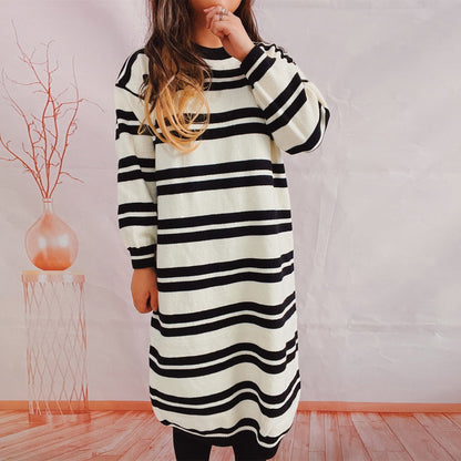 Damen Strickkleid mit Streifenmuster Lässig Eveloria - Eveloria