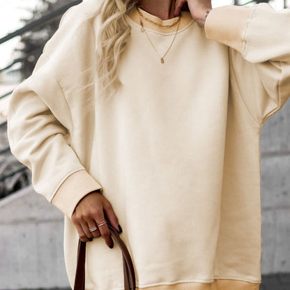 Damen Sweatshirt Lässig Überschnittene Schultern Weiches Innenfutter