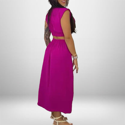 Damen Hemdblusenkleid Cut-Outs Hochschlitz Eveloria