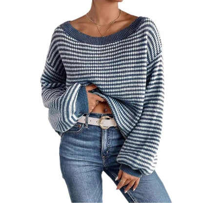 Damen Grobstrickpullover Rundhalsausschnitt Lässig