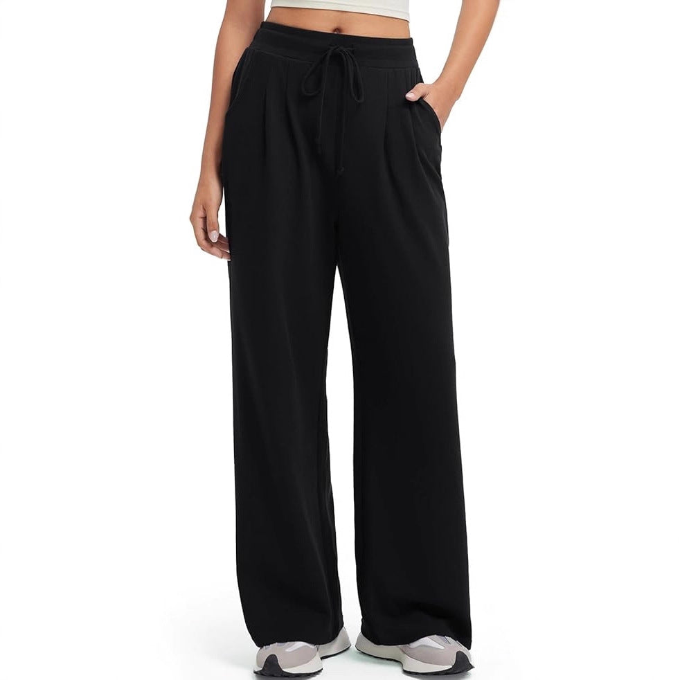 Damen Freizeithose Weite Bein Knopfdetails Eveloria