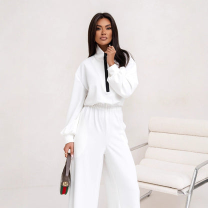 Damen Jumpsuit Sportlich Hochkragen Reißverschluss Eveloria