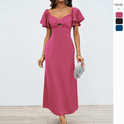 Damen Maxikleid Schulterfrei mit Knotendetail und fließendem Stoff - Eveloria
