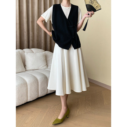 Damen Weste mit Taschen und Bindegürtel Elegantes Design Eveloria