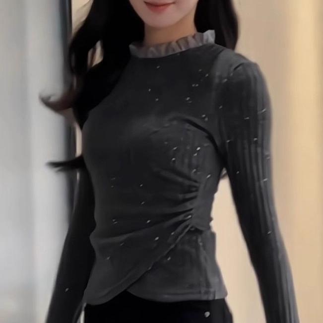 Damen Feinstrickpullover Glitzerdetails Geraffter Saum