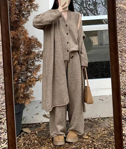 Damen Strickensemble Wärmender Cardigan Bequeme Hose