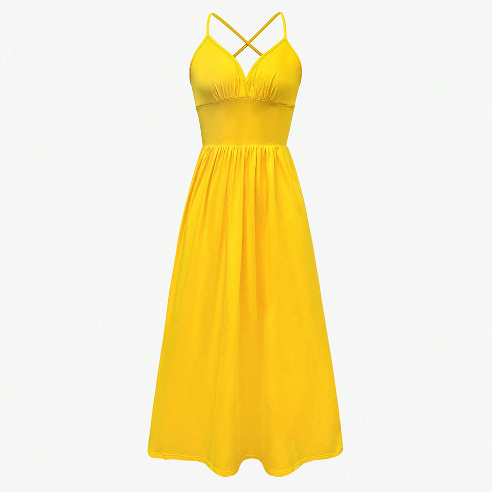 Damen Maxikleid V-Ausschnitt Seitenschlitz Eveloria
