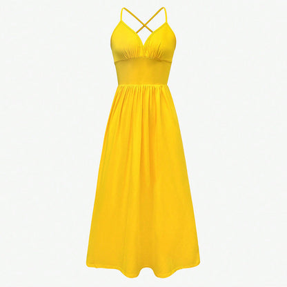 Damen Maxikleid V-Ausschnitt Seitenschlitz Eveloria
