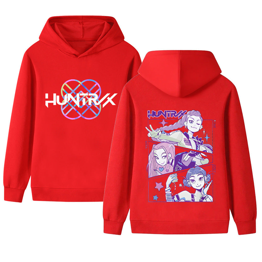 Damen Kapuzensweater Anime-Design Gemütlich Grau Eveloria