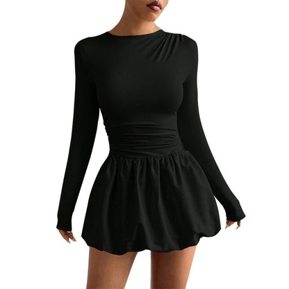 Damen Sportkleid Langarm Elastischer Bund Eveloria