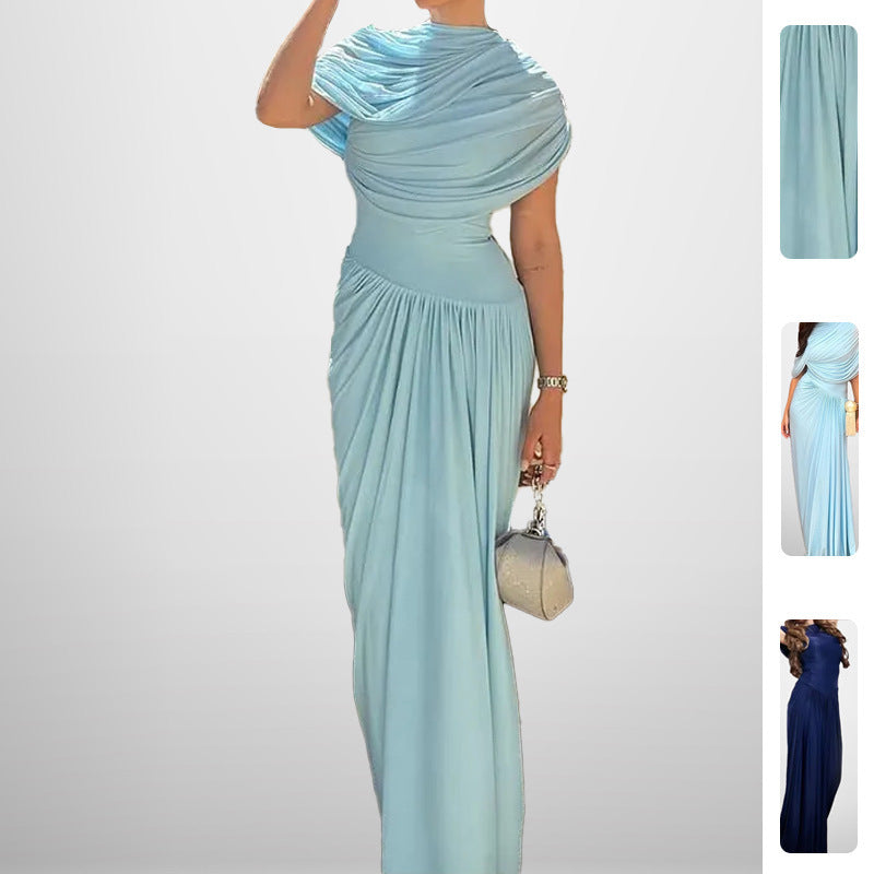 Damen Wickelmaxikleid mit Drapierung Elegantes Design Eveloria - Eveloria