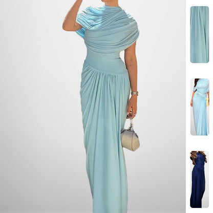Damen Wickelmaxikleid mit Drapierung Elegantes Design Eveloria - Eveloria