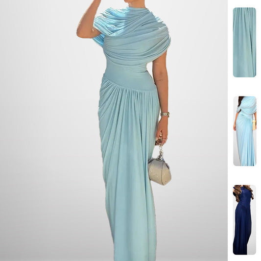 Damen Wickelmaxikleid mit Drapierung Elegantes Design Eveloria - Eveloria