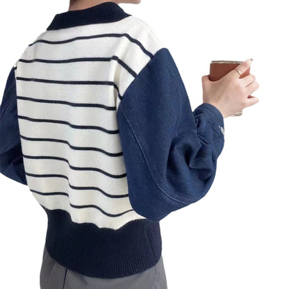 Damen Poloshirt Pullover Kontrastkragen Dekoratives Design Eveloria