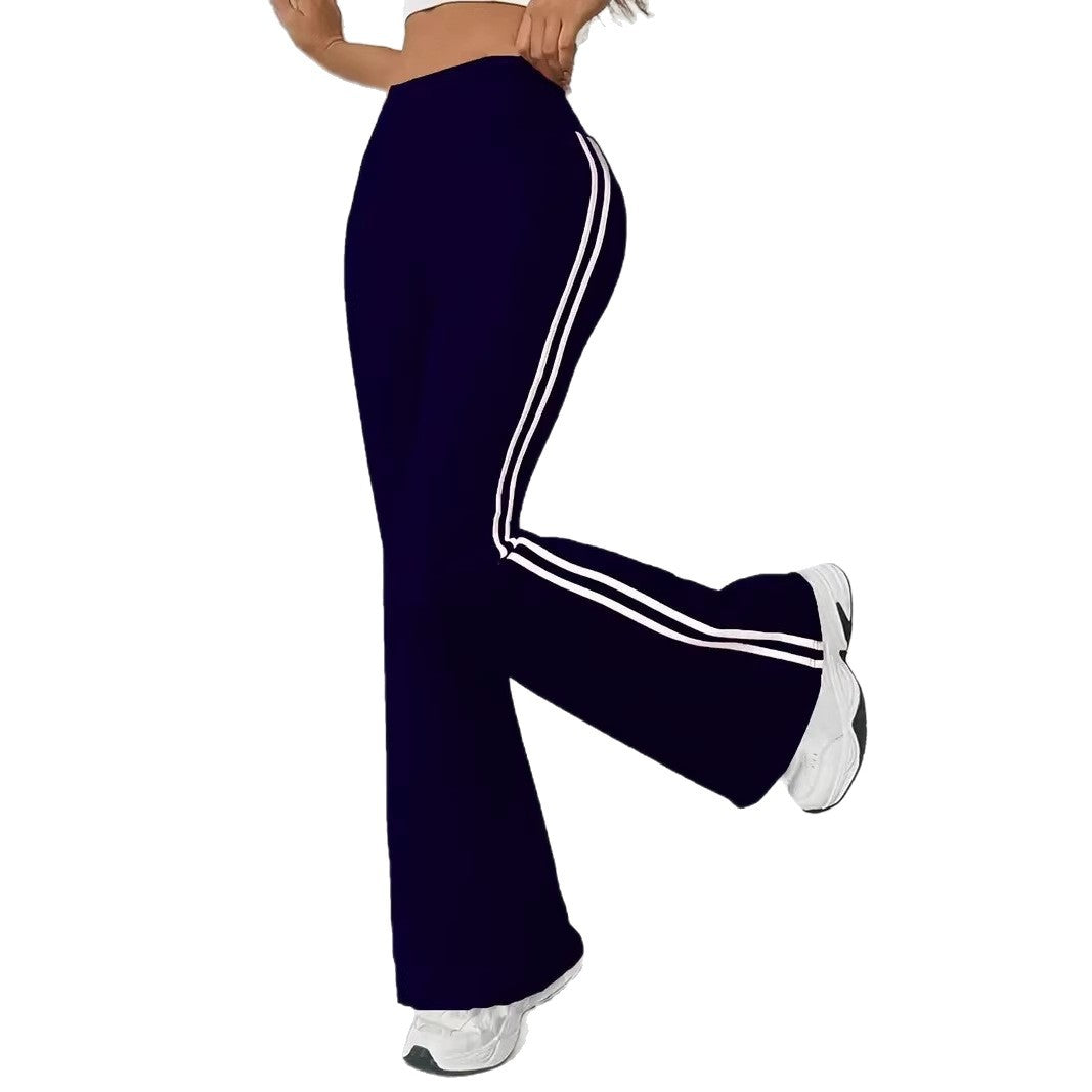 Damen Sportleggings Flared Bein Streifen Eveloria