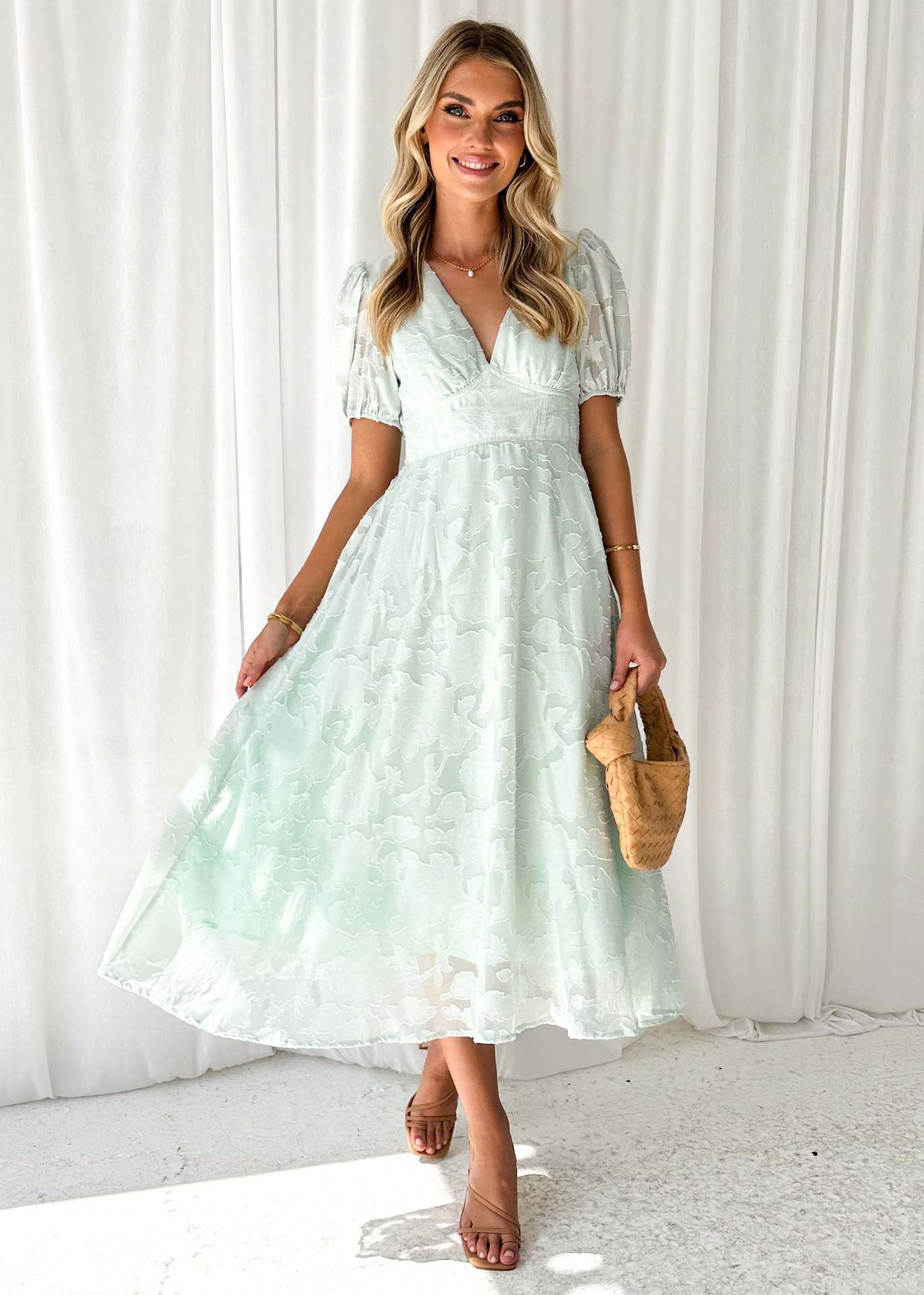 Damen Maxikleid Floral mit Volantärmeln Eveloria