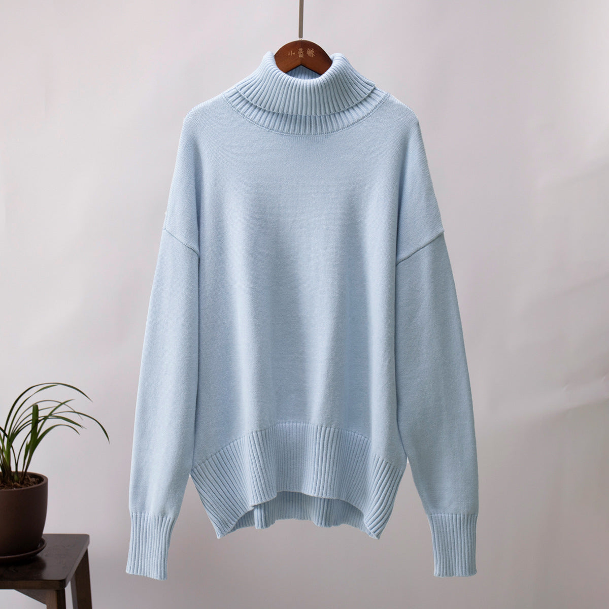 Damen Strickpullover Lässig Warmer Gerippter Saum