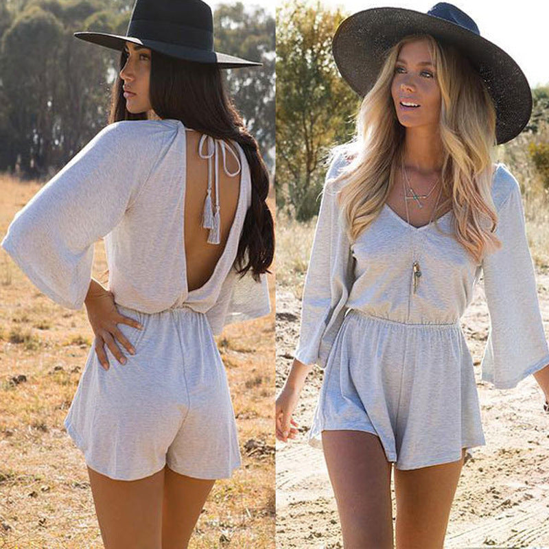Damen Kombi-Jumpsuit Offener Rücken Weiches Material Eveloria