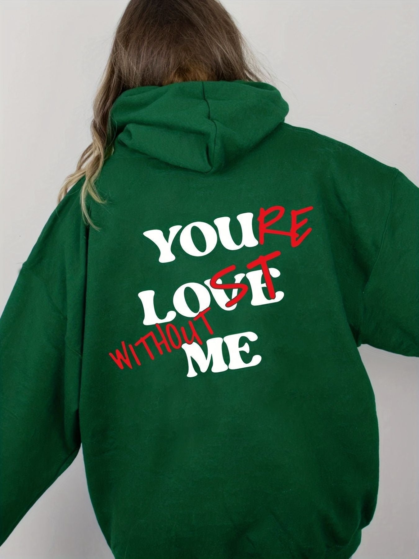 Damen Oversized Kapuzensweater Inspirierender Aufdruck