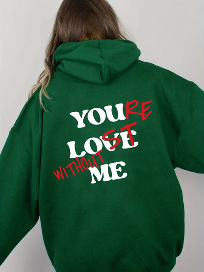 Damen Oversized Kapuzensweater Inspirierender Aufdruck
