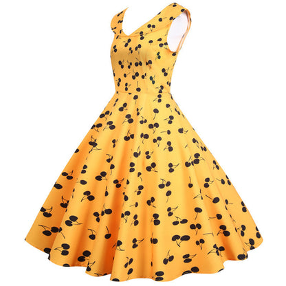 Damen Swingkleid Fruchtigem Design Ausgestellter Rock Eveloria