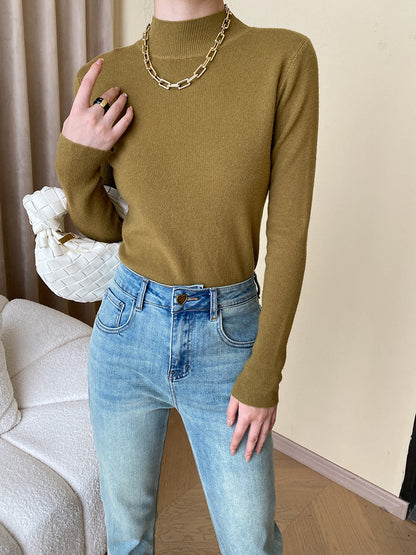 Damen Feinstrickpullover Hochkragen Elegant Grau Eveloria