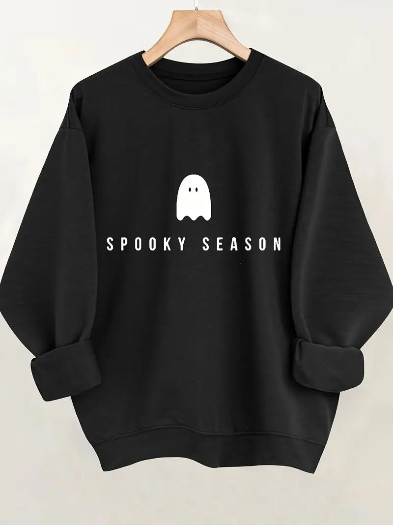 Damen Sweatshirt Gespenster-Motiv Weit Schnitt Eveloria