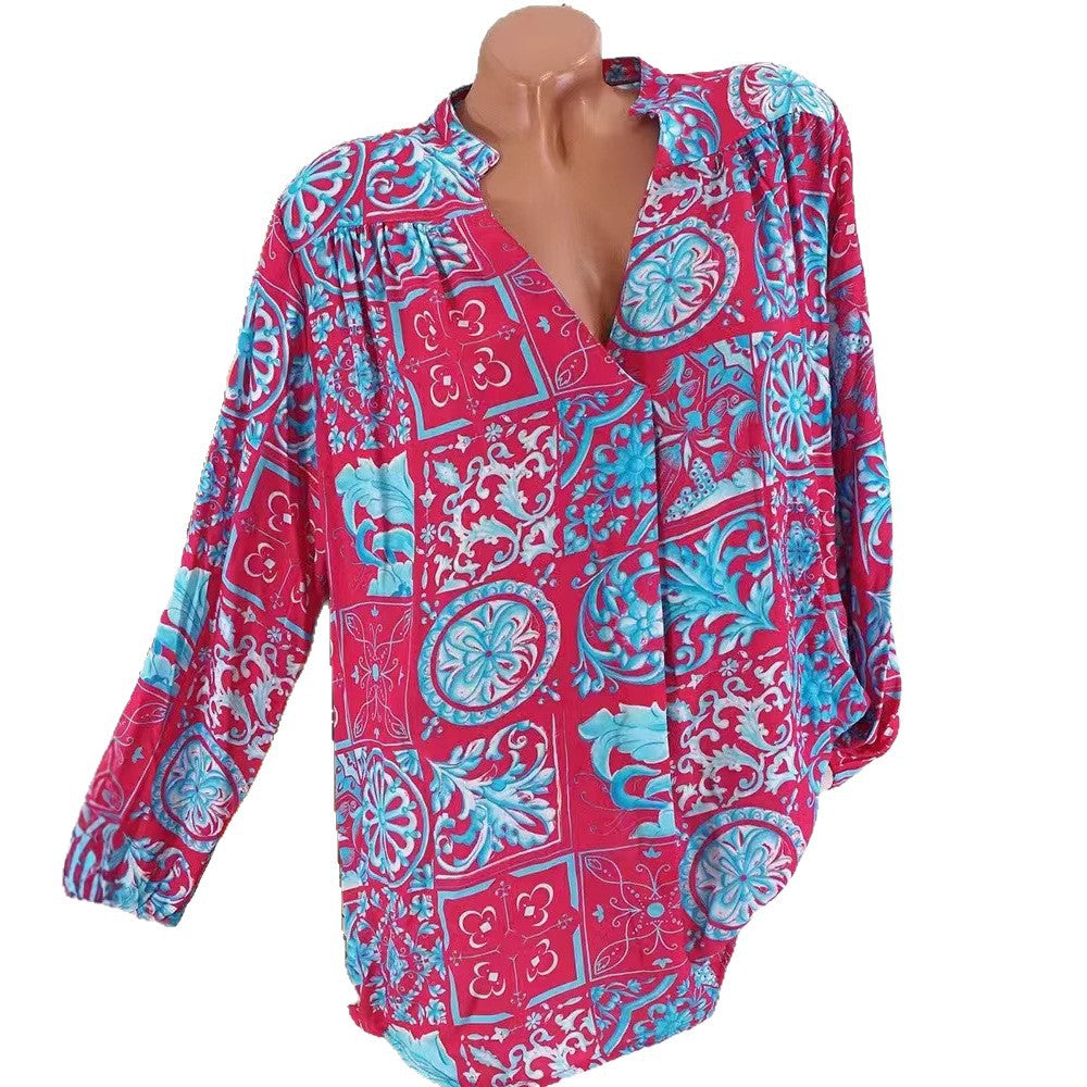 Damen Bluse Floralmuster Lässiger Schnitt