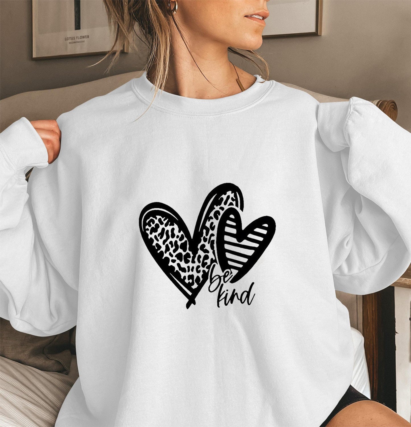 Damen Sweatshirt Herzmotiv Lässiger Schnitt Grau