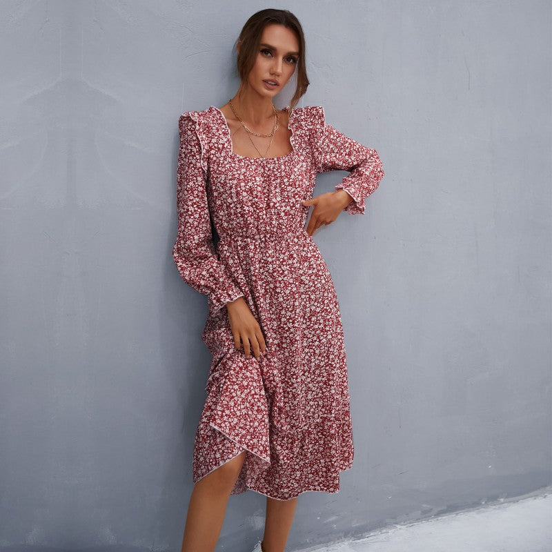 Damen Maxikleid mit Rüschendetails und floralem Muster - Eveloria