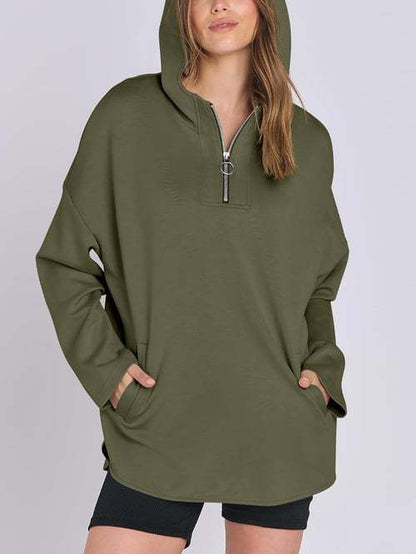 Damen Hoodie Halbzipp lockerer Schnitt Eveloria - Eveloria