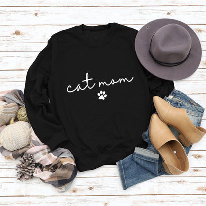 Damen Sweatshirt Katzenmama-Design Grau Eveloria