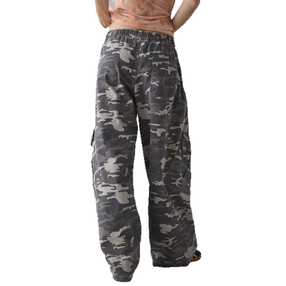 Damen Cargo-Hose Elastischer Bund Praktische Seitentaschen Beige