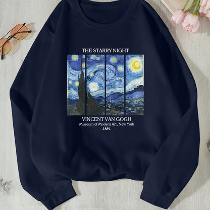Damen Sweatshirt Van Gogh Motiv Baumwolle