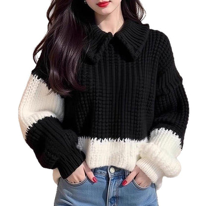 Damen Strickpullover mit Kragen Schick