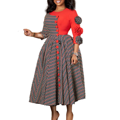 Damen Kleid mit Grafikmuster Mehrfarbig Eveloria